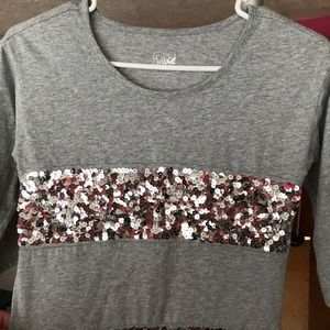 Girls Justice sequin 3/4 length sleeve tee